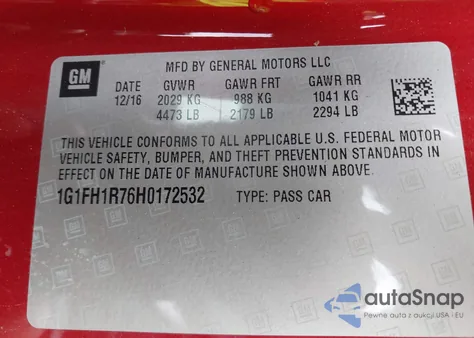 2017 Chevrolet Camaro 2Ss z USA, uszkodzony, nr VIN 1G1FH1R76H0172532